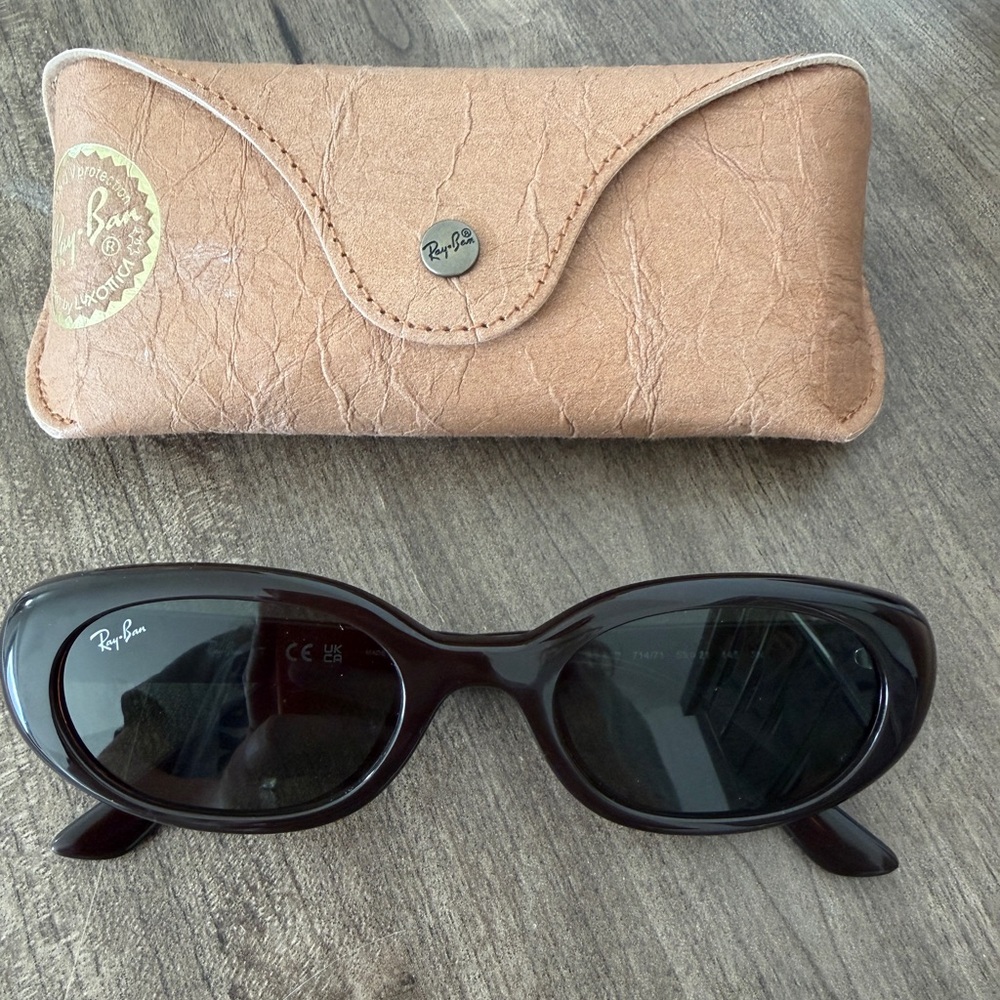 Rayban Dark Brown Oval Sunglasses - Picture 2 of 7